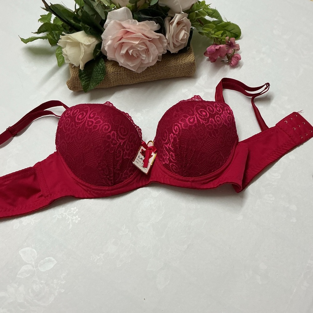 Love, Lacy Red Lace Push-Up Bra with Underwire